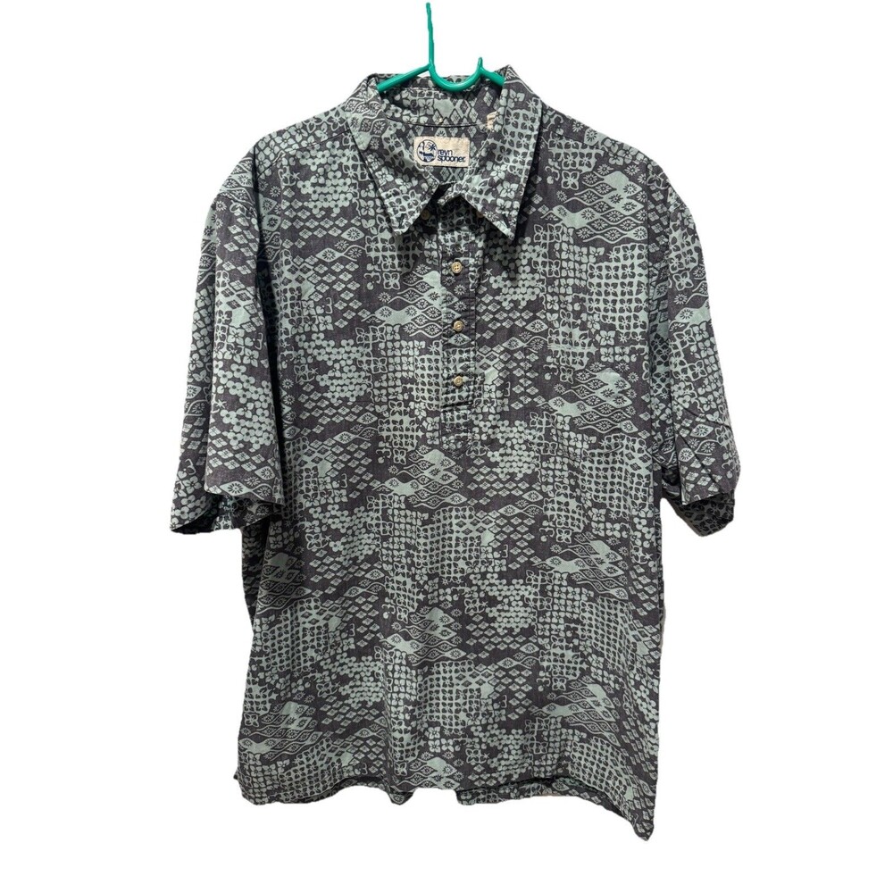 REYN SPOONER MEN'S PULLOVER SHORT-SLEEVE Geometric Hawaiian SHIRT SIZE XXL